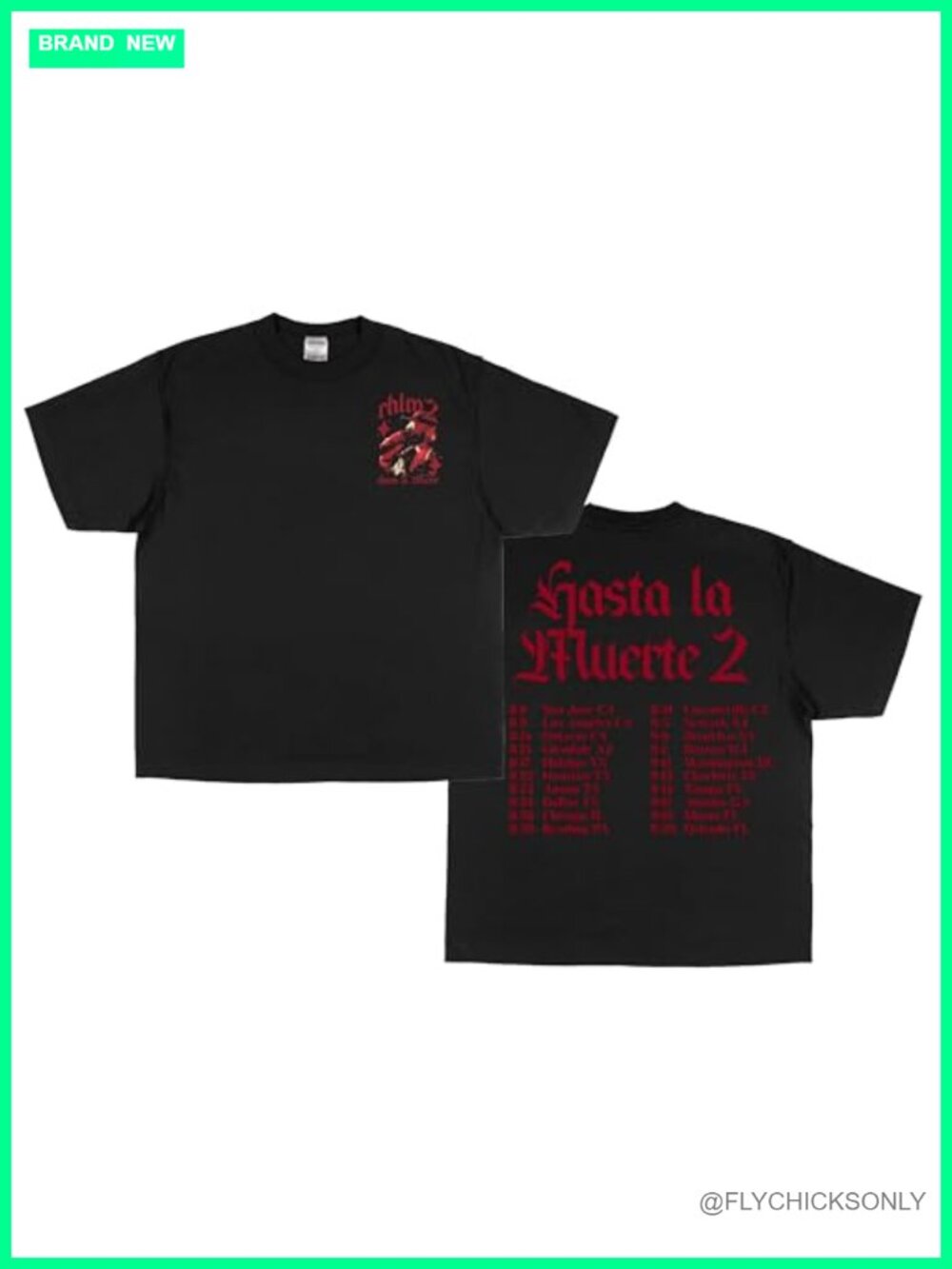 Anuel AA RHLM2 Tour Dateback T-Shirt 100% Cotton Crew Neck
